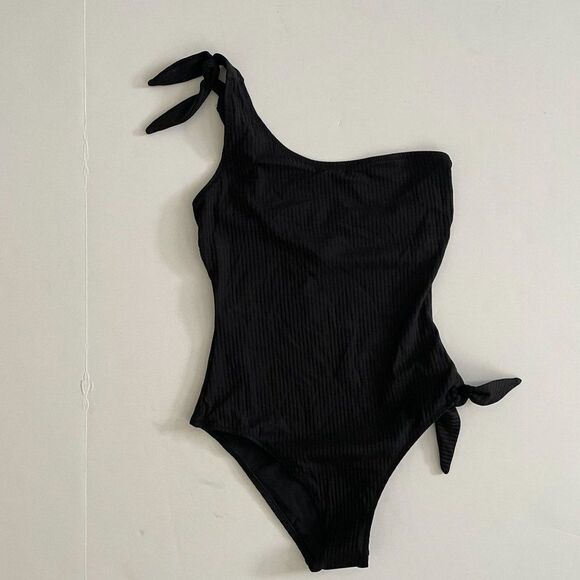 Solid & Striped The Shai Slinky Rib One Piece Swimsuit Blackout Black XS - Picture 3 of 8